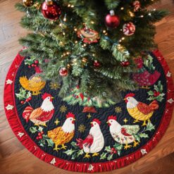 Roosters Christmas Tree Skirt, Chicken Tree Skirt UKTD5271004