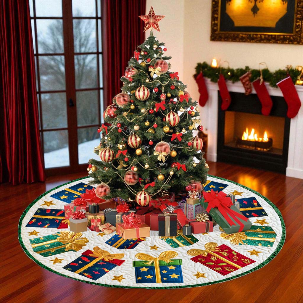 Christmas Tree Skirt with Colorful Gift Box QFHM5281003 - Image 5