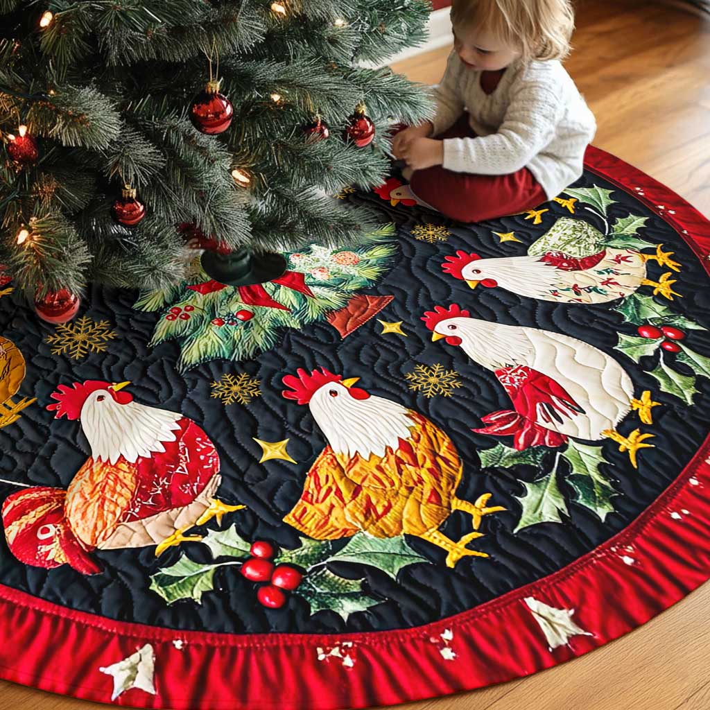 Roosters Christmas Tree Skirt, Chicken Tree Skirt UKTD5271004 - Image 4
