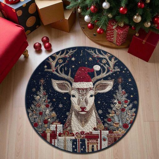 Reindeer Christmas Round 3D Printed Rug UKPY5021003 - Image 2