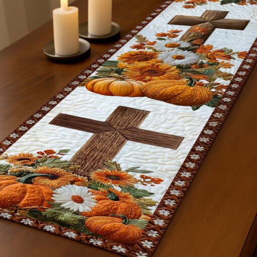 Cross Pumpkin Halloween Quilted Table Runner UKTD5031001 - Image 2