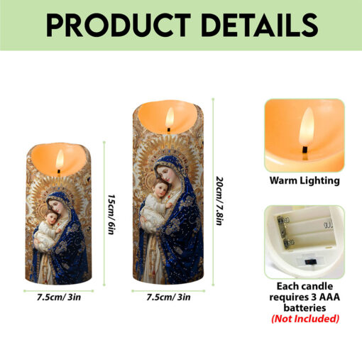Virgin Mary and Baby Jesus Led Candle QFTO5110902 - Image 6