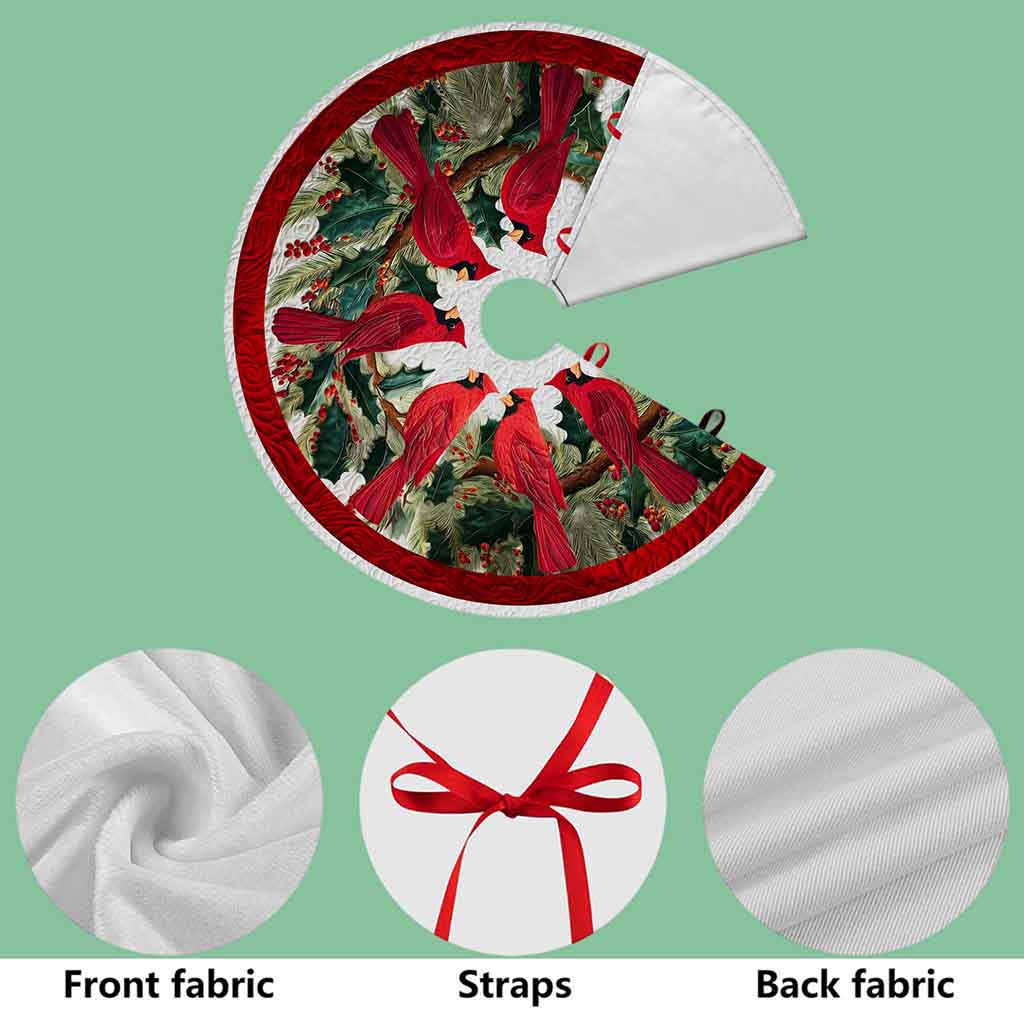 Red Cardinal Birds Christmas Tree Skirt QFND5251001 - Image 7