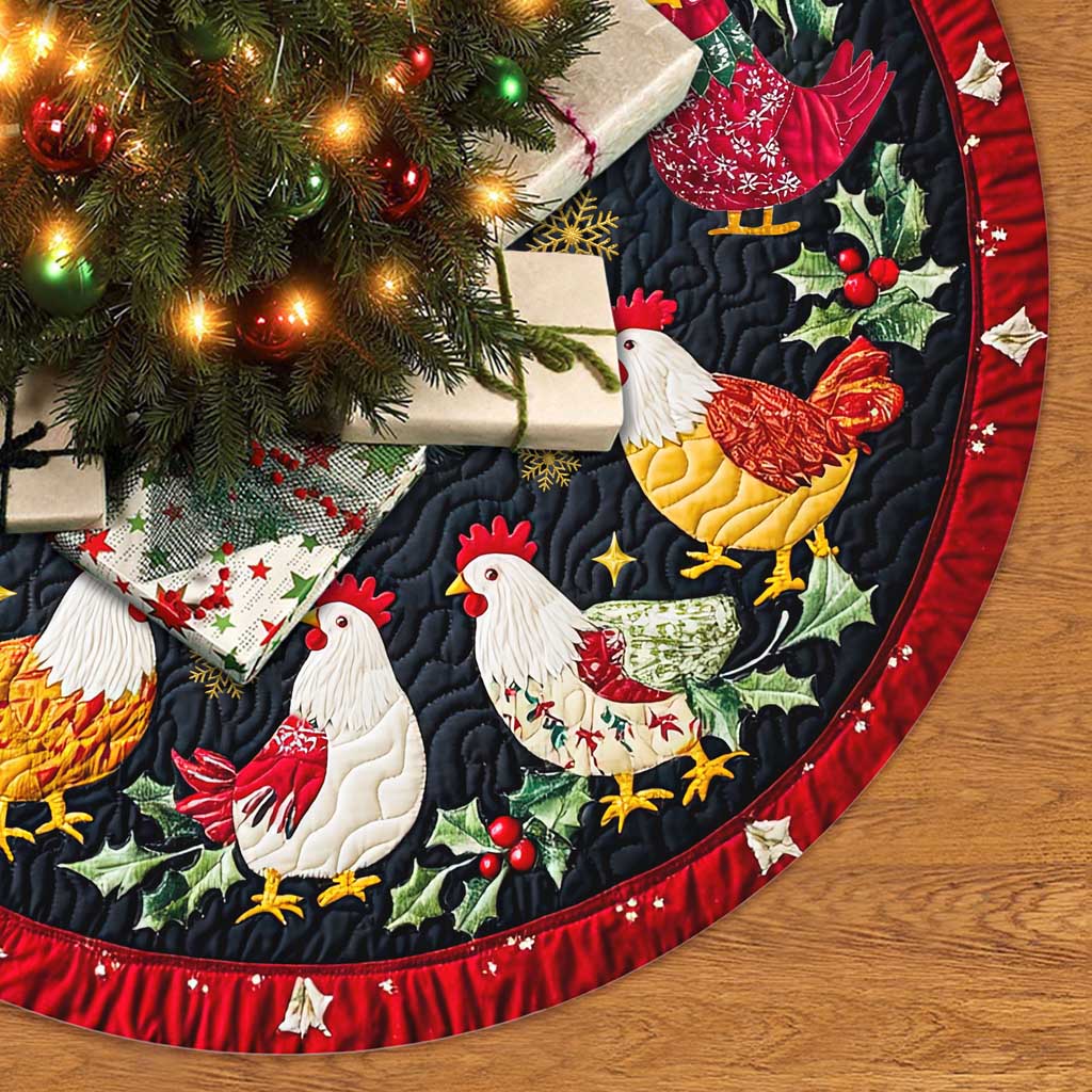 Roosters Christmas Tree Skirt, Chicken Tree Skirt UKTD5271004 - Image 3