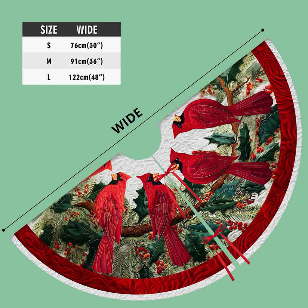Red Cardinal Birds Christmas Tree Skirt QFND5251001 - Image 6