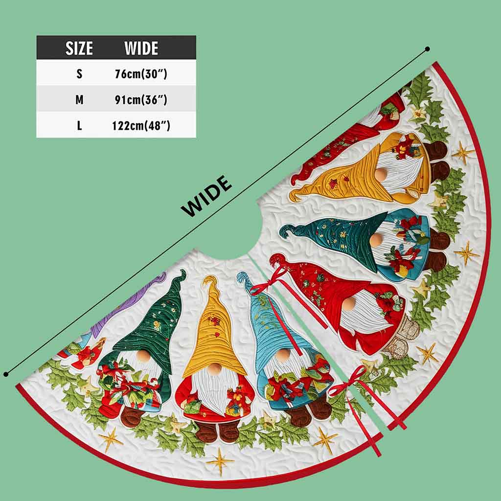 Christmas Tree Skirt with Gnome, Festive Holiday Decoration, Gnome Xmas Decor, Cozy Farmhouse Christmas Gift QFND5251010 - Image 5