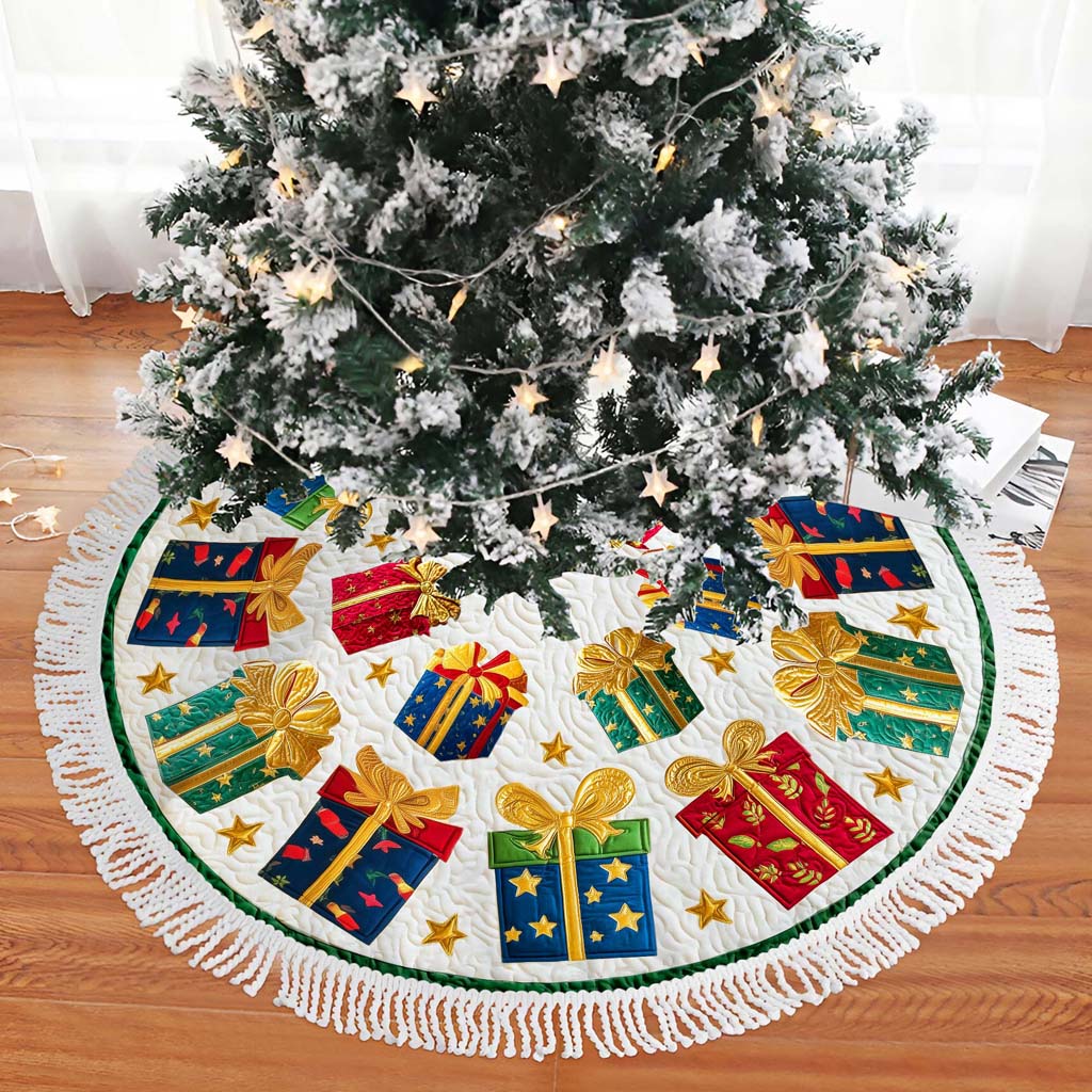 Christmas Tree Skirt with Colorful Gift Box QFHM5281003 - Image 2