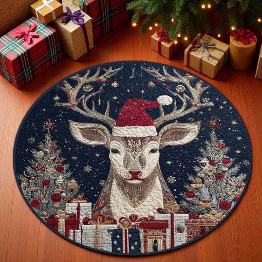 Reindeer Christmas Round 3D Printed Rug UKPY5021003 - Image 3