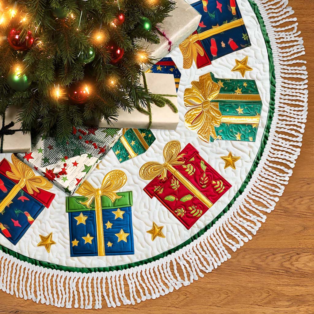 Christmas Tree Skirt with Colorful Gift Box QFHM5281003 - Image 7