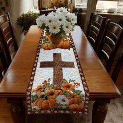 Cross Pumpkin Halloween Quilted Table Runner UKTD5031001