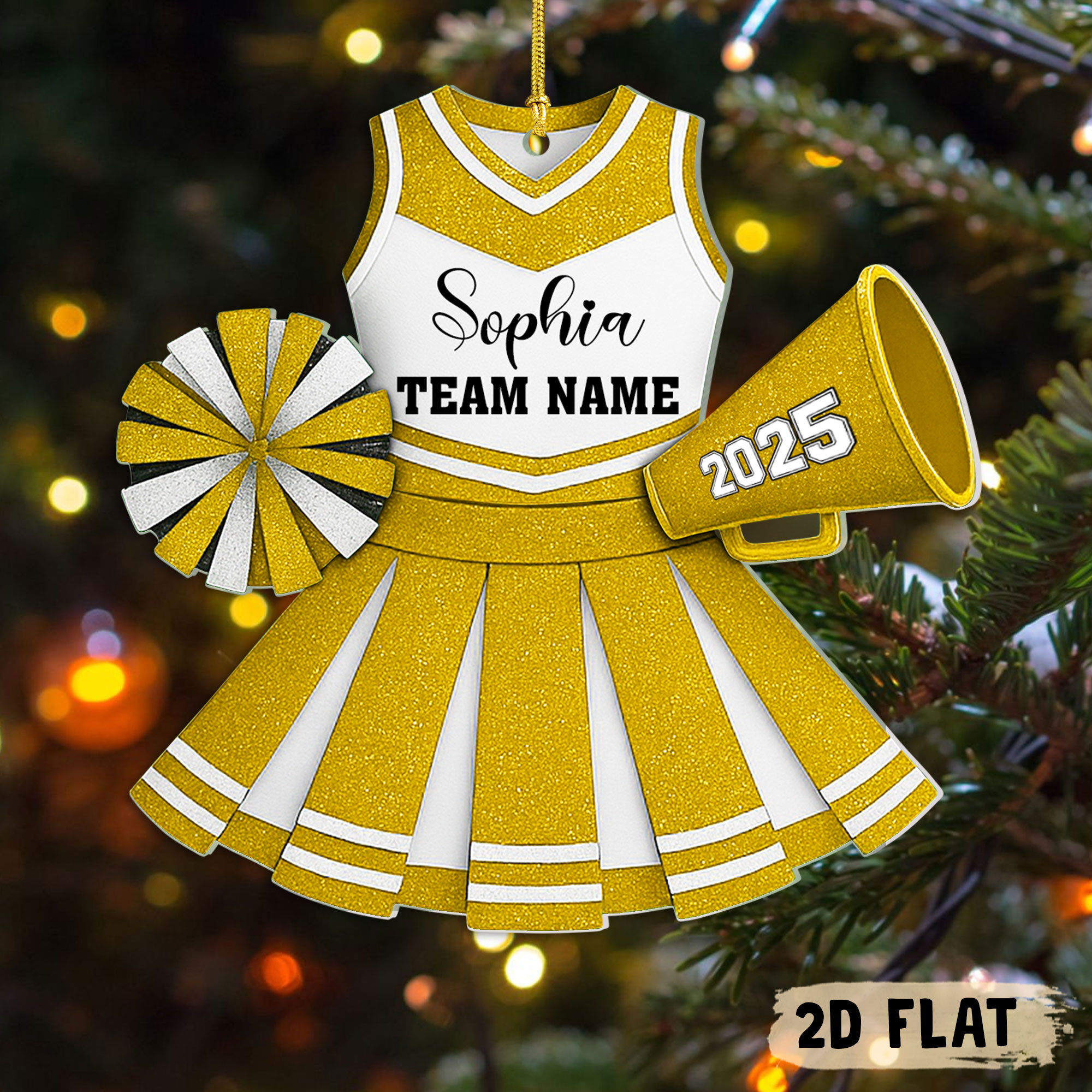 Personalized Cheerleader 2D Flat Ornament, Cheerleading Christmas Ornament, Cheerleader Team Ornament, Cheer Coach Gift, Cheerleader Gift UKHH5141001 - Image 7