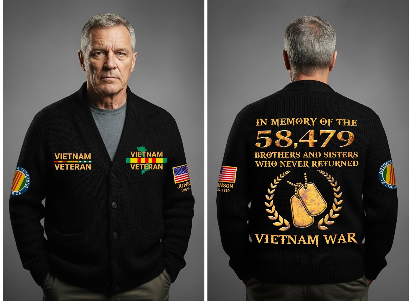 Personalized Vietnam Veteran Knitted Cardigan NPNT5211006