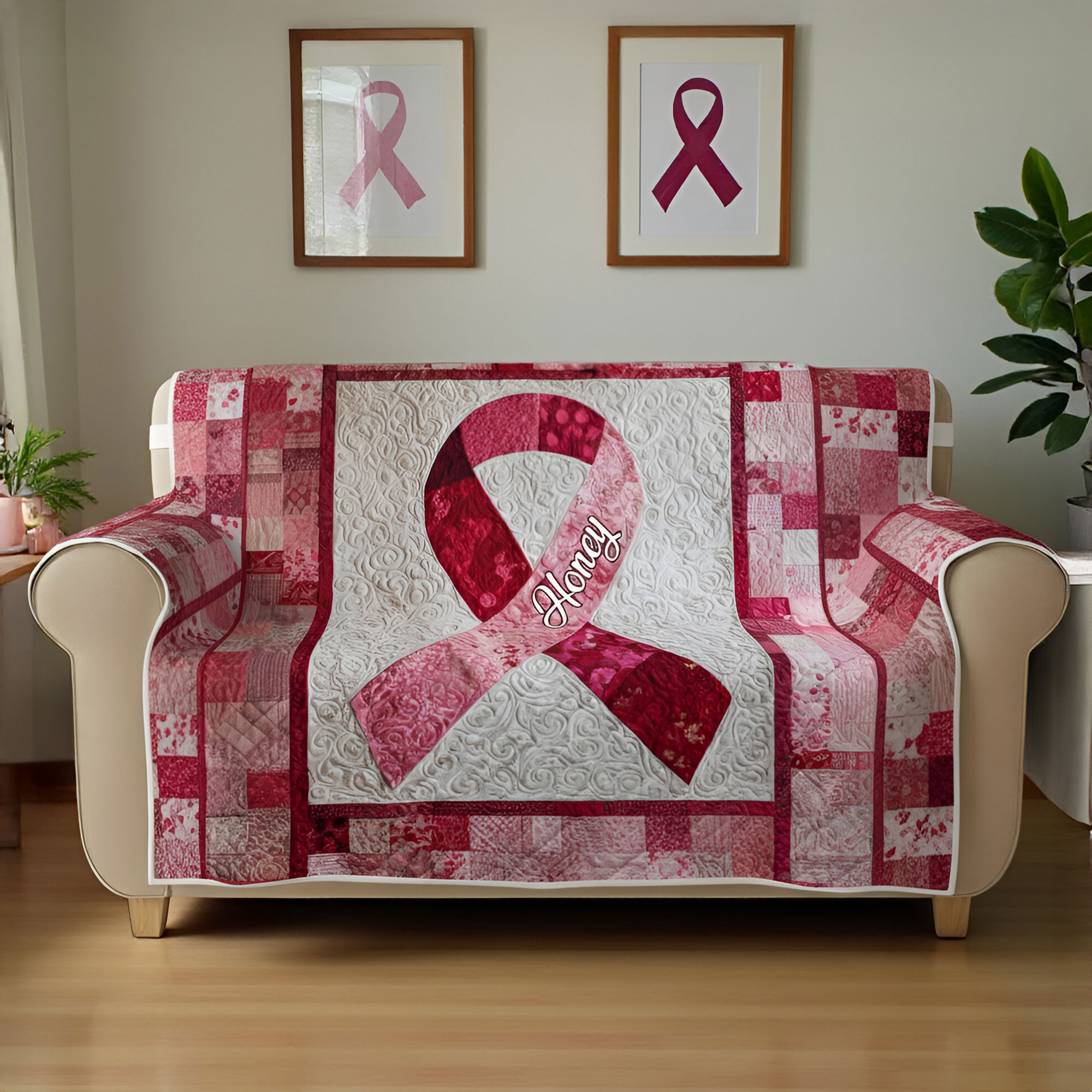 Breast Cancer Quilted Sofa Cover QFNT5291003 - Image 2