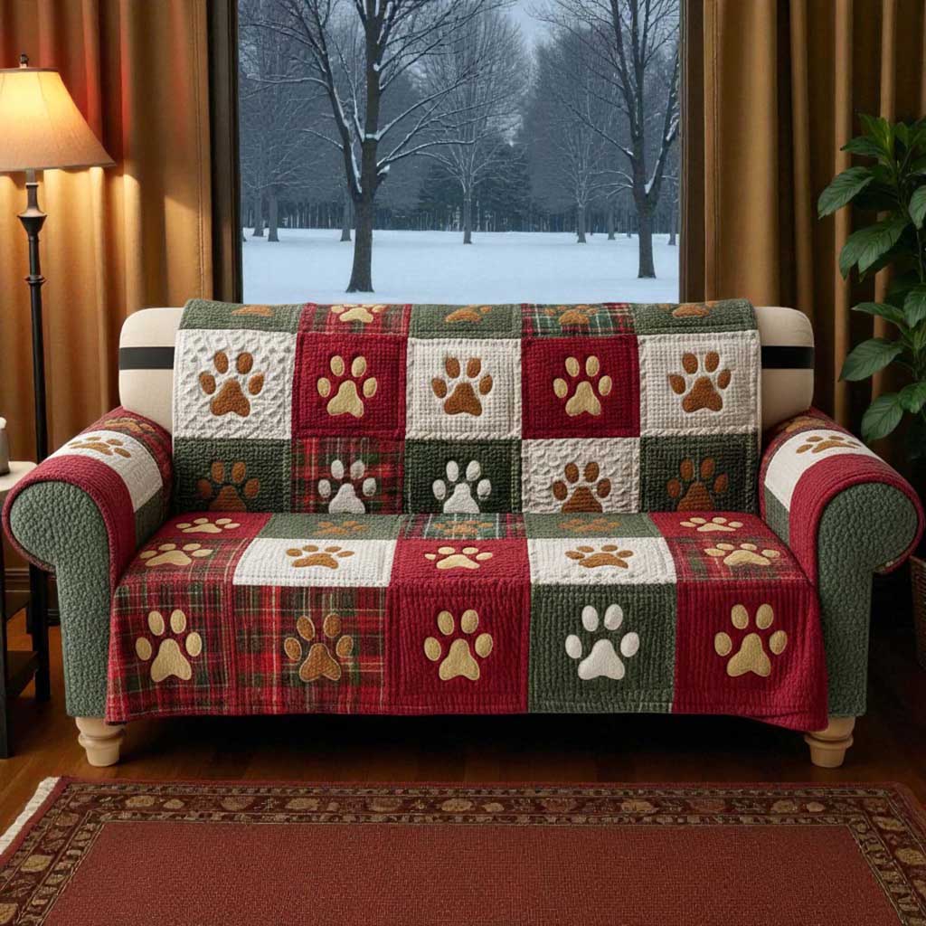 Paw Dog Quilted Sofa Cover QFTD5291002 - Image 2