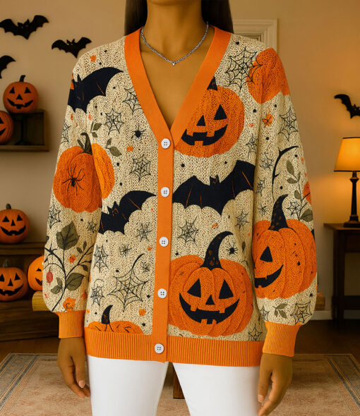 Pumpkin Halloween Knitted Cardigan UKTO5031001