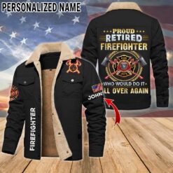 Personalized Firefighter Fleece Lined Polyester Jacket UKTZ5041104
