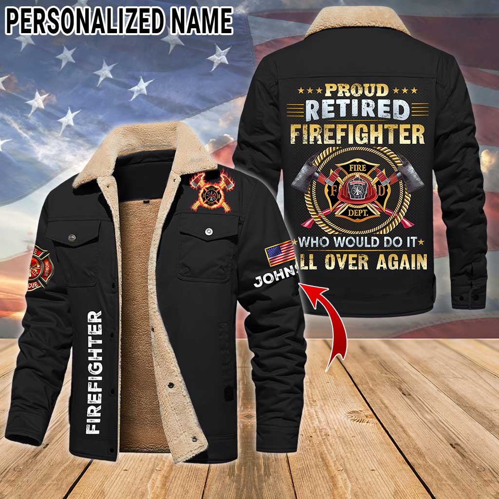 Personalized Firefighter Fleece Lined Polyester Jacket UKTZ5041104