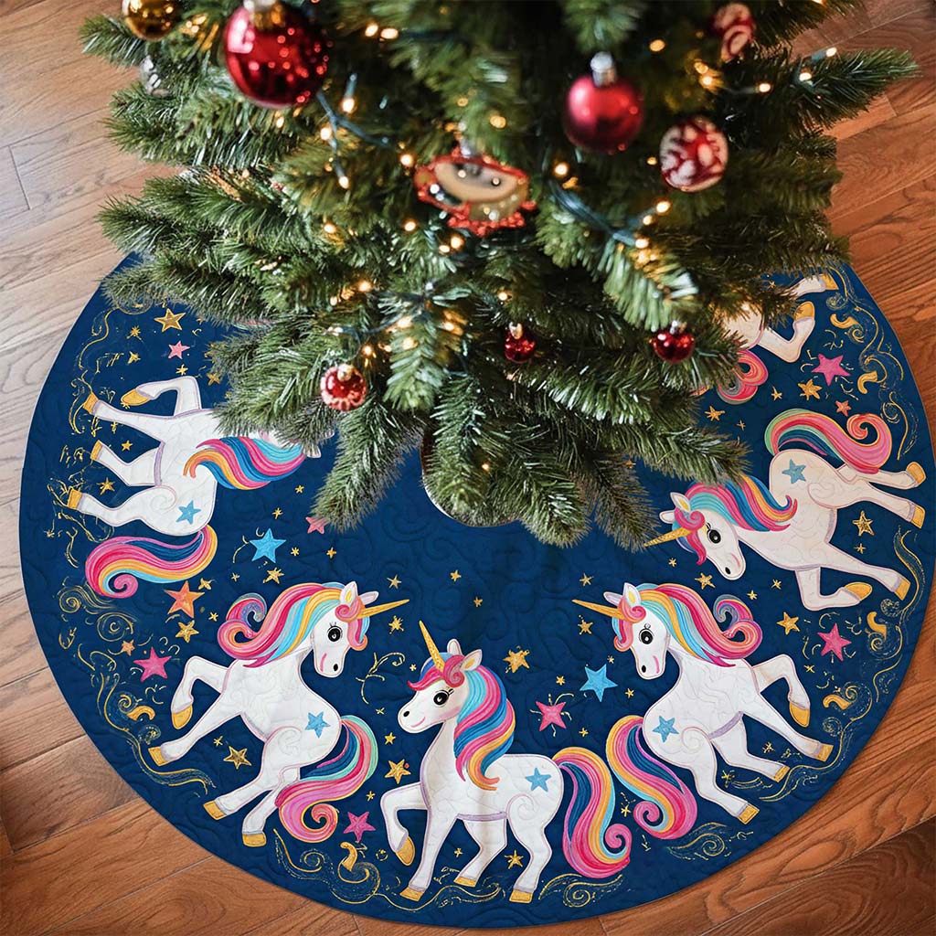 Joyful Unicorn Christmas Tree Skirt QFPY5051104