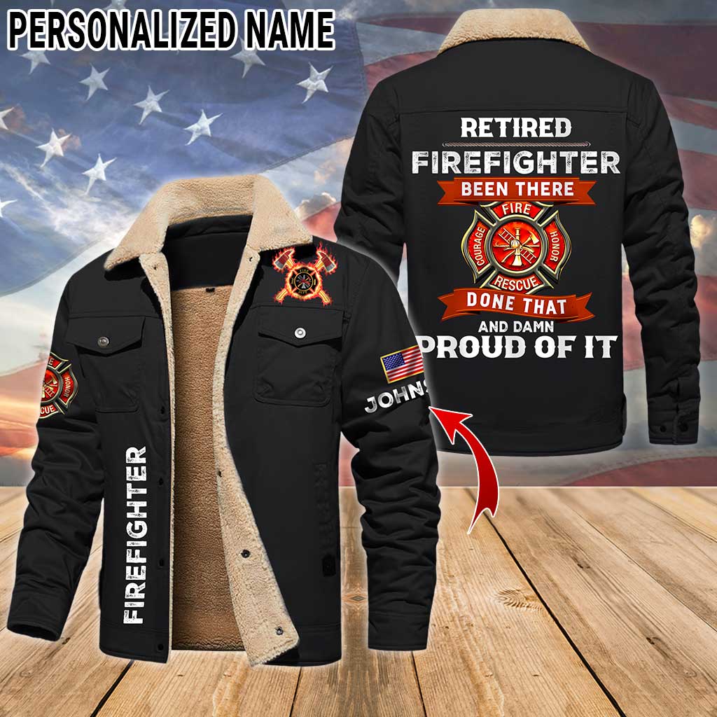 Personalized Firefighter Fleece Lined Polyester Jacket UKTZ5041102
