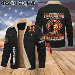 Personalized Firefighter Fleece Lined Polyester Jacket UKTZ5041103