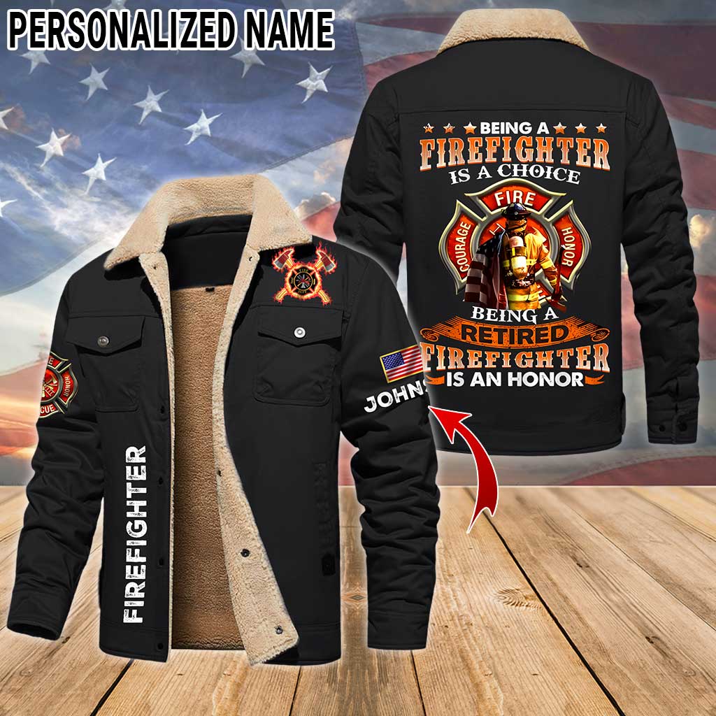 Personalized Firefighter Fleece Lined Polyester Jacket UKTZ5041103