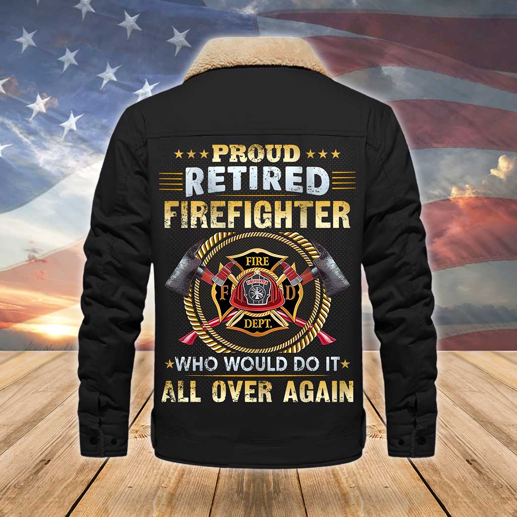 Personalized Firefighter Fleece Lined Polyester Jacket UKTZ5041104 - Image 3