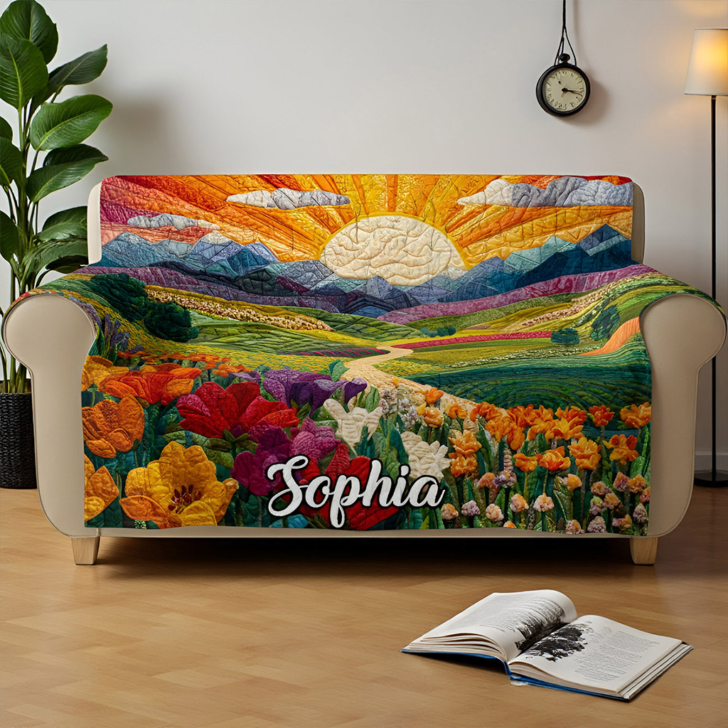 Sunrise Landscape Quilt Sofa Cover QFNT5051104 - Image 3