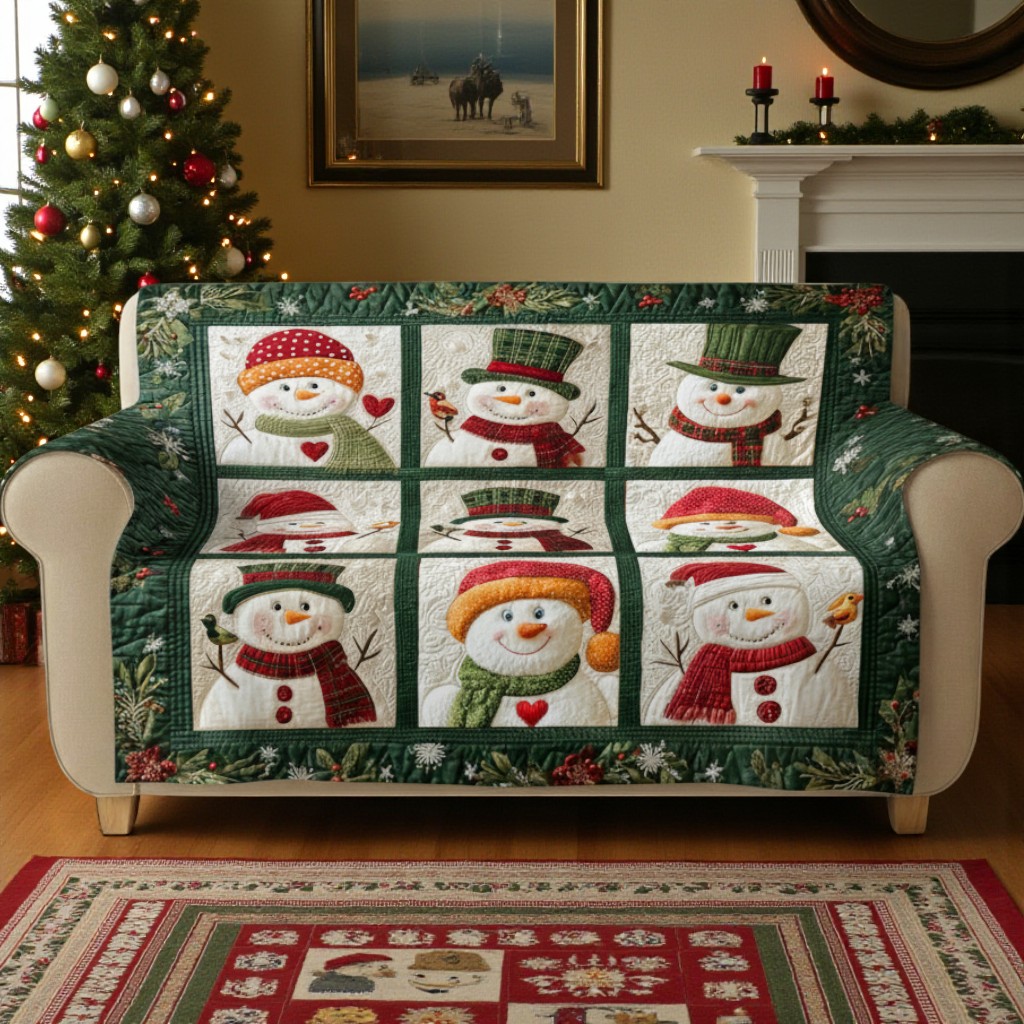 Snowman Christmas Quilted Sofa Cover QFHM5081103 - Image 2