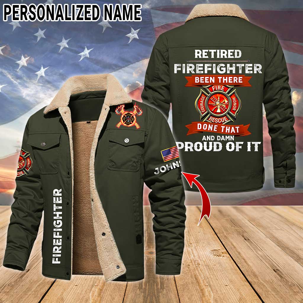 Personalized Firefighter Fleece Lined Polyester Jacket UKTZ5041102 - Image 6