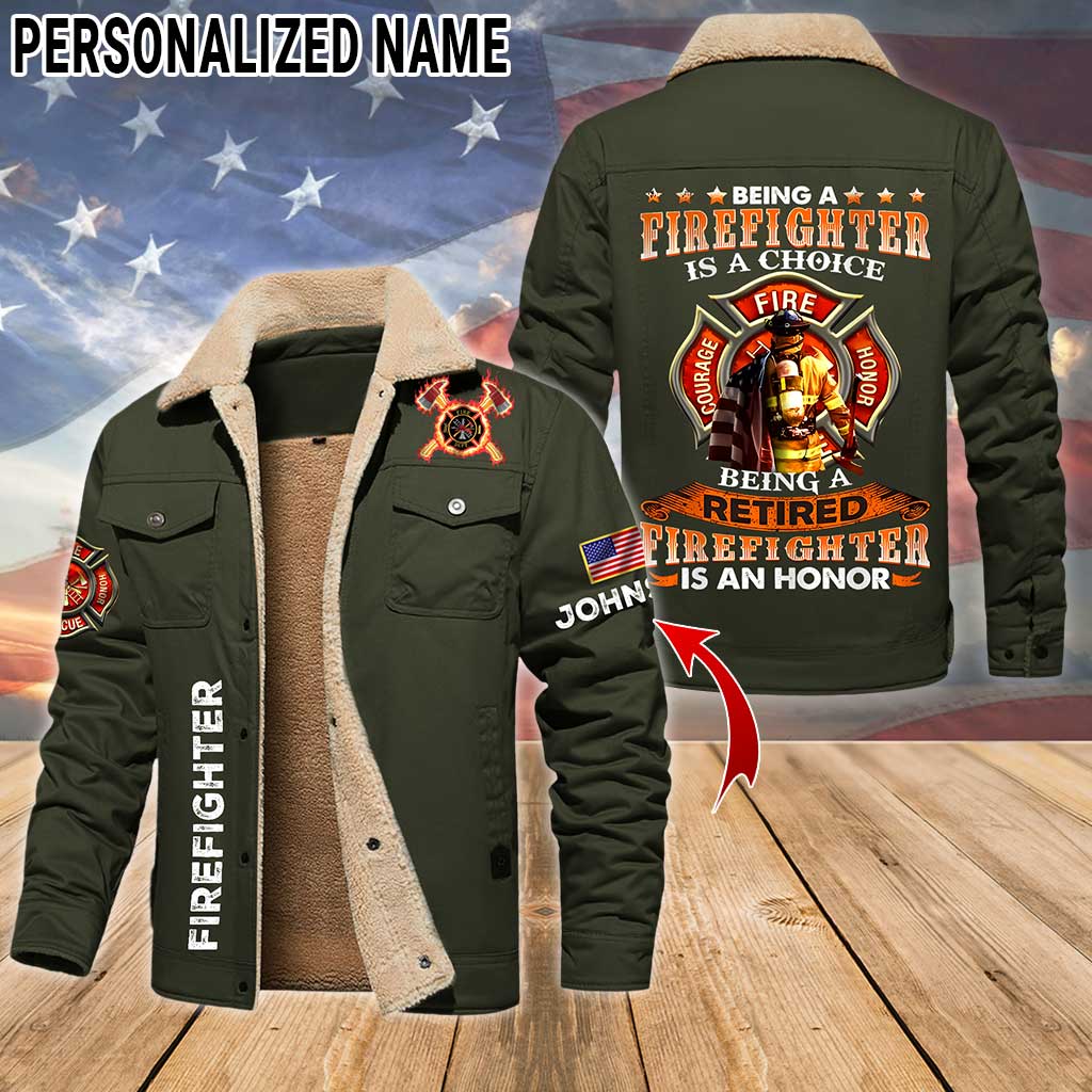 Personalized Firefighter Fleece Lined Polyester Jacket UKTZ5041103 - Image 4