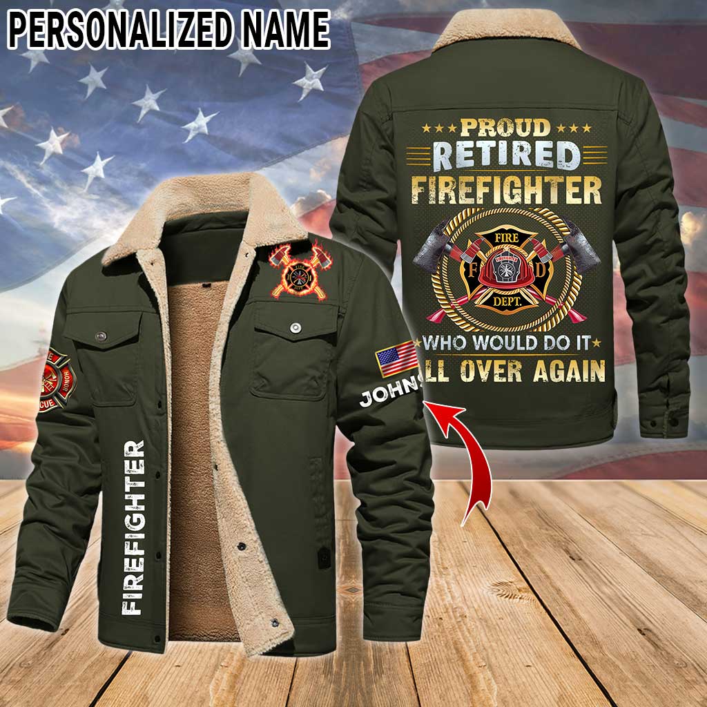 Personalized Firefighter Fleece Lined Polyester Jacket UKTZ5041104 - Image 4