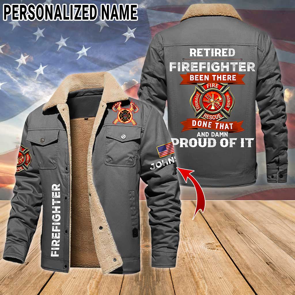 Personalized Firefighter Fleece Lined Polyester Jacket UKTZ5041102 - Image 5
