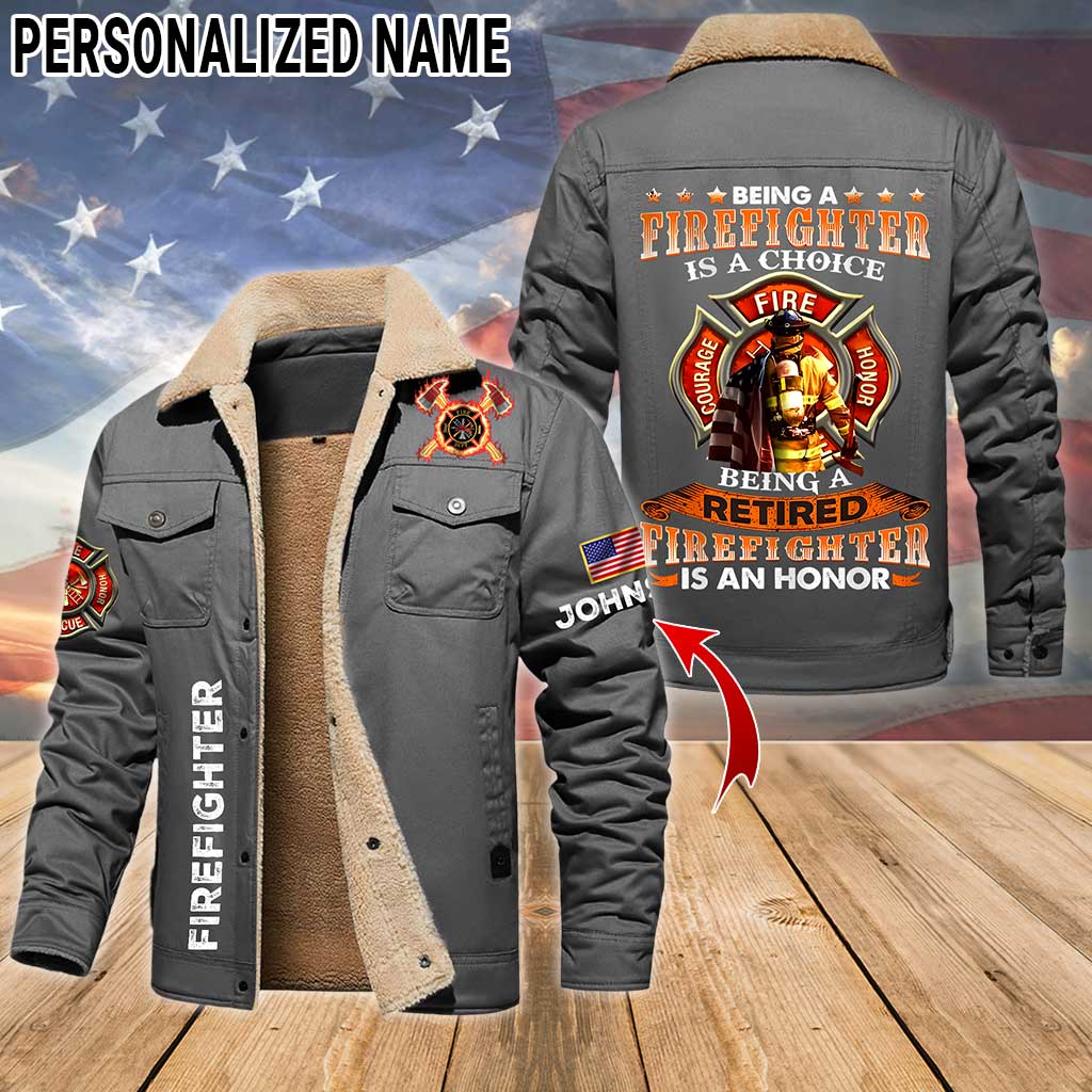 Personalized Firefighter Fleece Lined Polyester Jacket UKTZ5041103 - Image 5