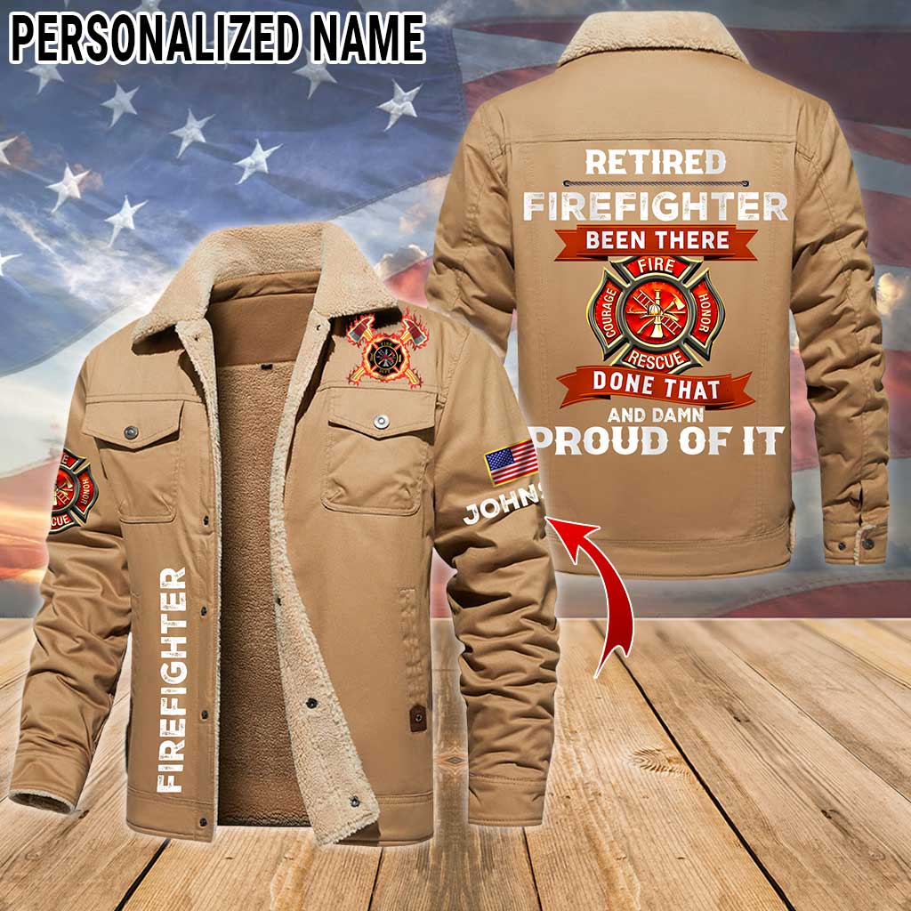 Personalized Firefighter Fleece Lined Polyester Jacket UKTZ5041102 - Image 4