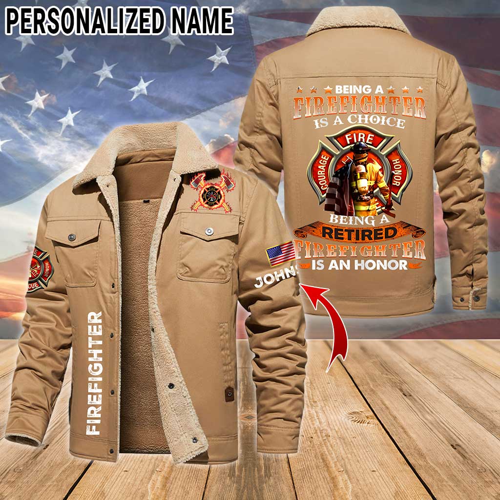 Personalized Firefighter Fleece Lined Polyester Jacket UKTZ5041103 - Image 6