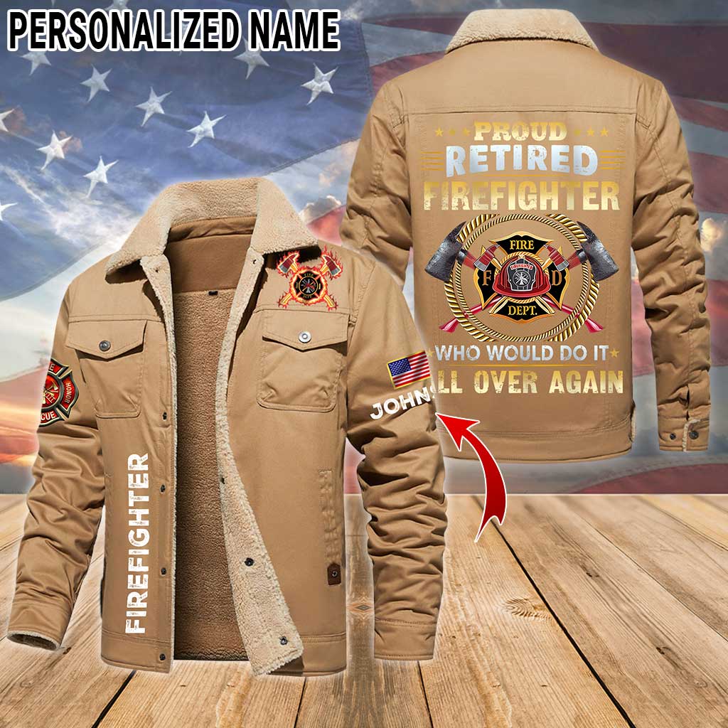 Personalized Firefighter Fleece Lined Polyester Jacket UKTZ5041104 - Image 6