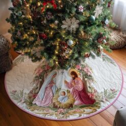 Pink Nativity Christmas Tree Skirt QFPY5311005