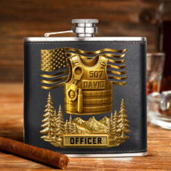 Personalized Police Officer Leather Flask QFTO5191203
