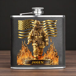 Personalized Firefighter Leather Flask QFTO5181203