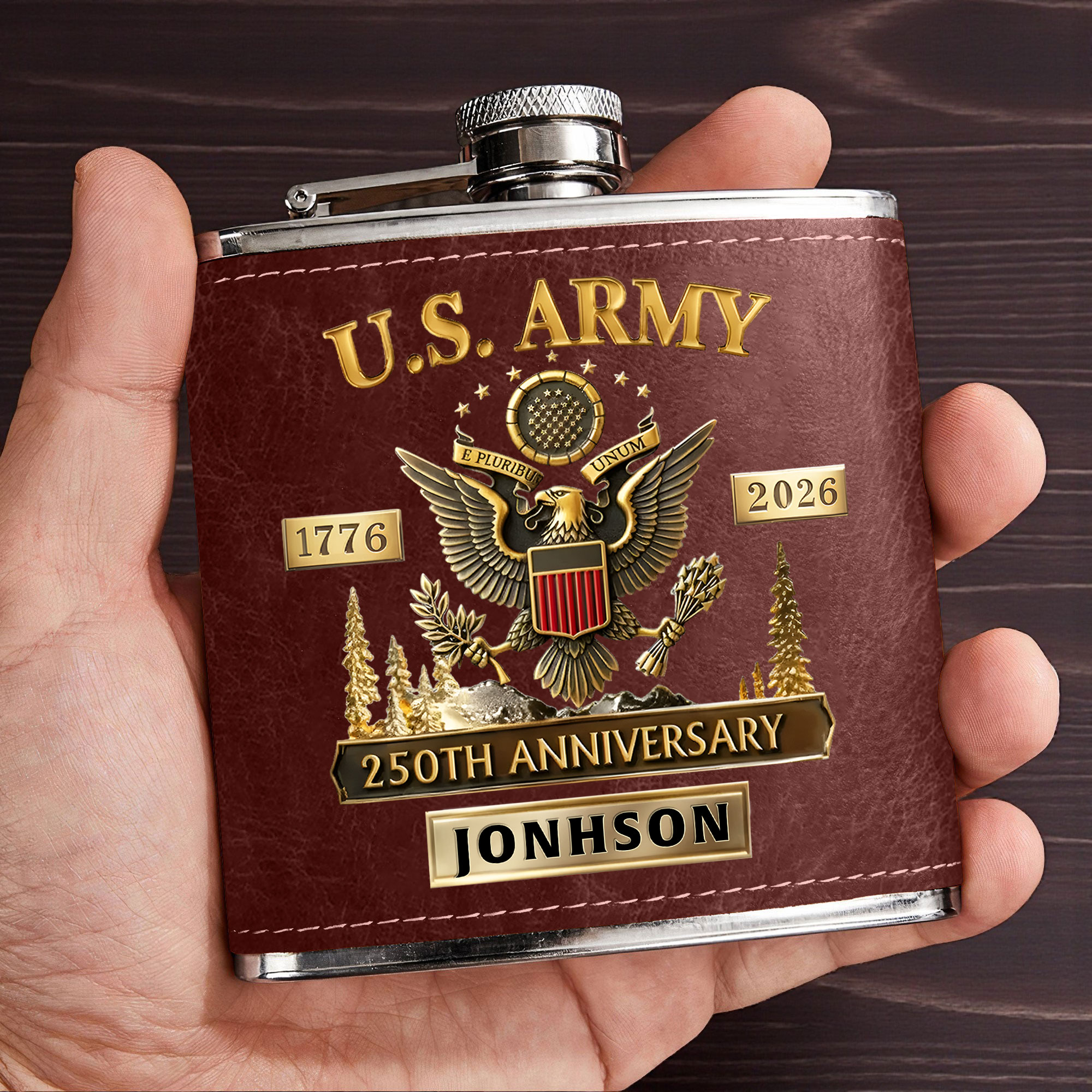Custom 250th USA Watch Leather Flask THHH5311201 - Image 2