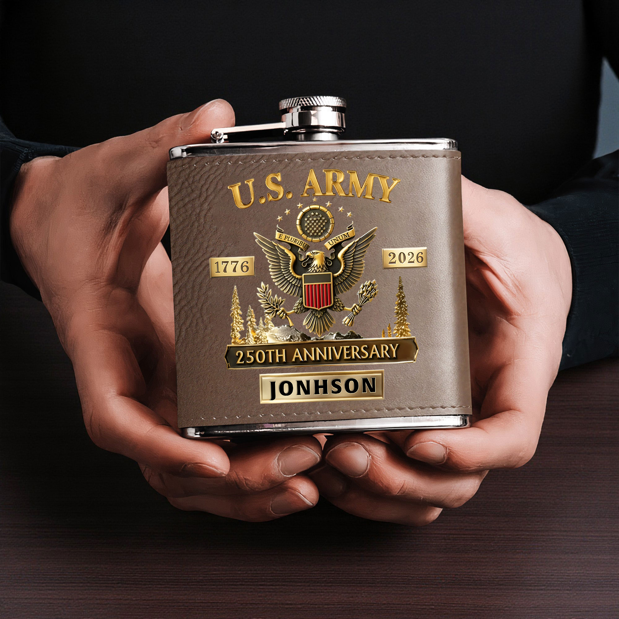 Custom 250th USA Watch Leather Flask THHH5311201 - Image 5