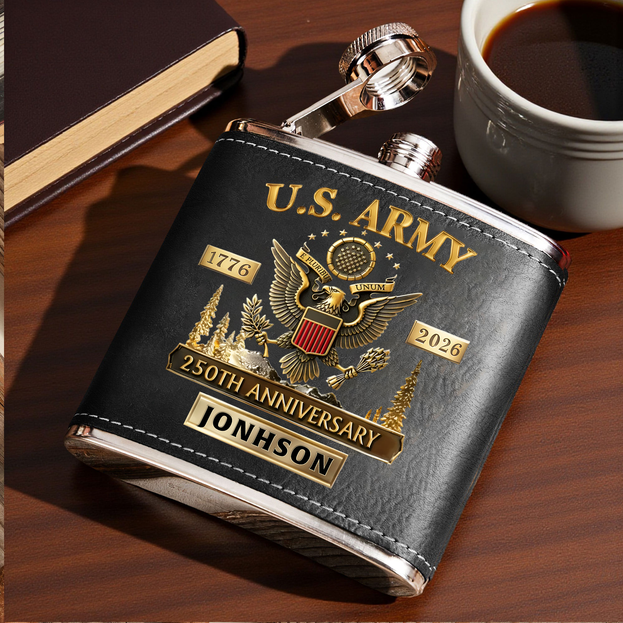 Custom 250th USA Watch Leather Flask THHH5311201 - Image 4