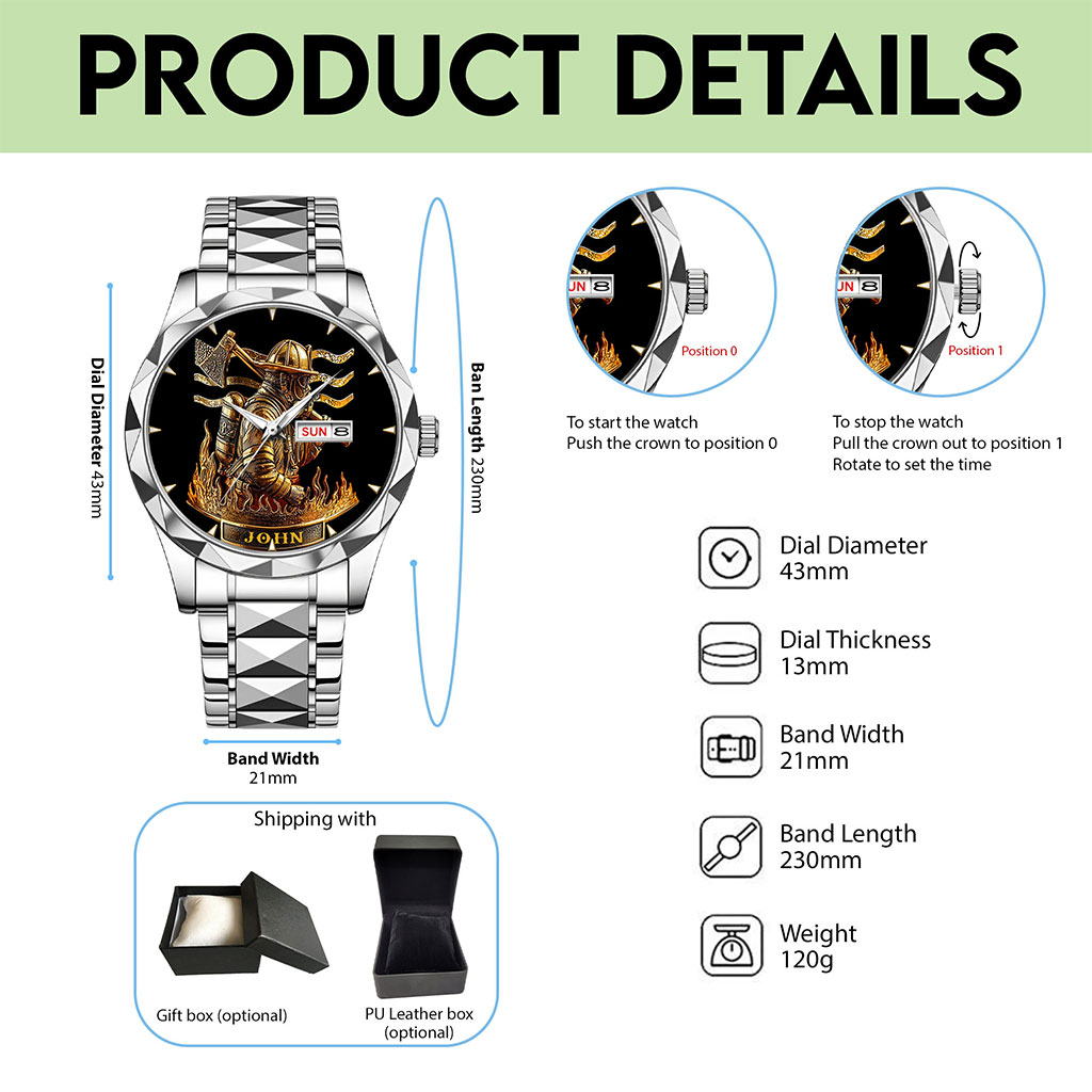 Personalized Firefighter Luxury Quartz Watch QFTO5181201 - Image 2