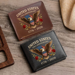 Personalized America 250th Anniversary Leather Wallet UKTO5120104