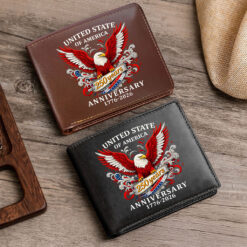 Personalized America 250th Anniversary Leather Wallet UKTO5120106