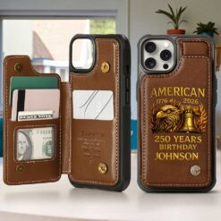 Personalized America 250th Anniversary Leather Flip Wallet Phone Case UKUU6120103