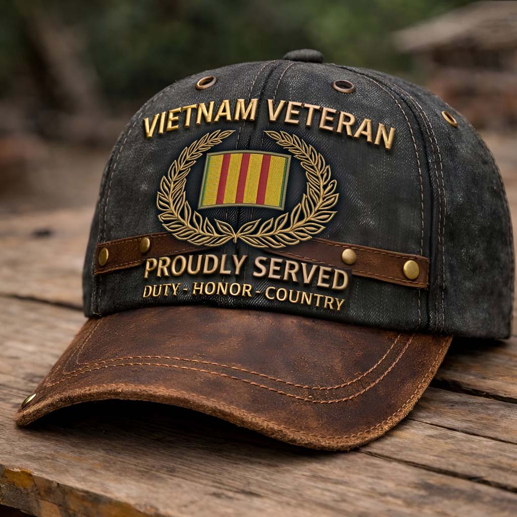 Vietnam Veteran Cap, Proudly Served, Duty – Honor – Country QFTD6080105 - Image 2