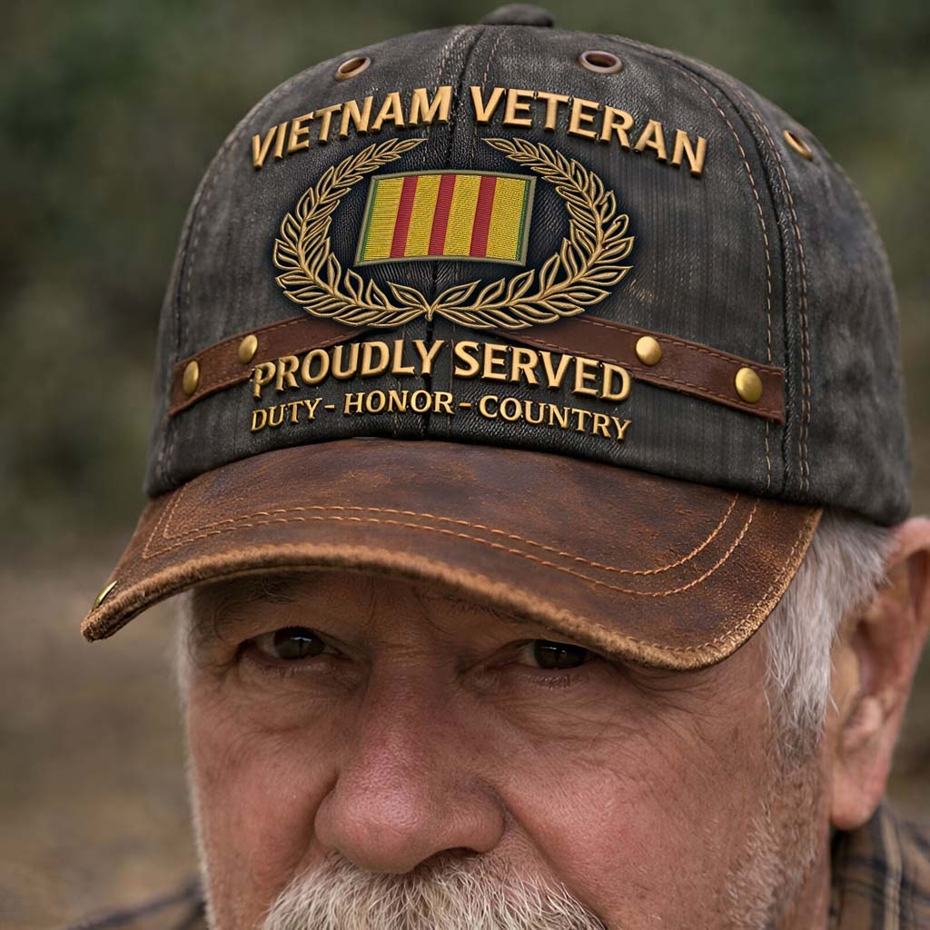 Vietnam Veteran Cap, Proudly Served, Duty – Honor – Country QFTD6080105 - Image 3
